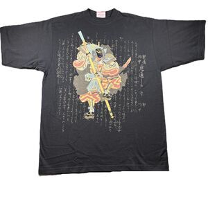 Kanji Men Vintage T-Shirt NEW Bling Japanese Kamezo Warrior Bling Black XL K150